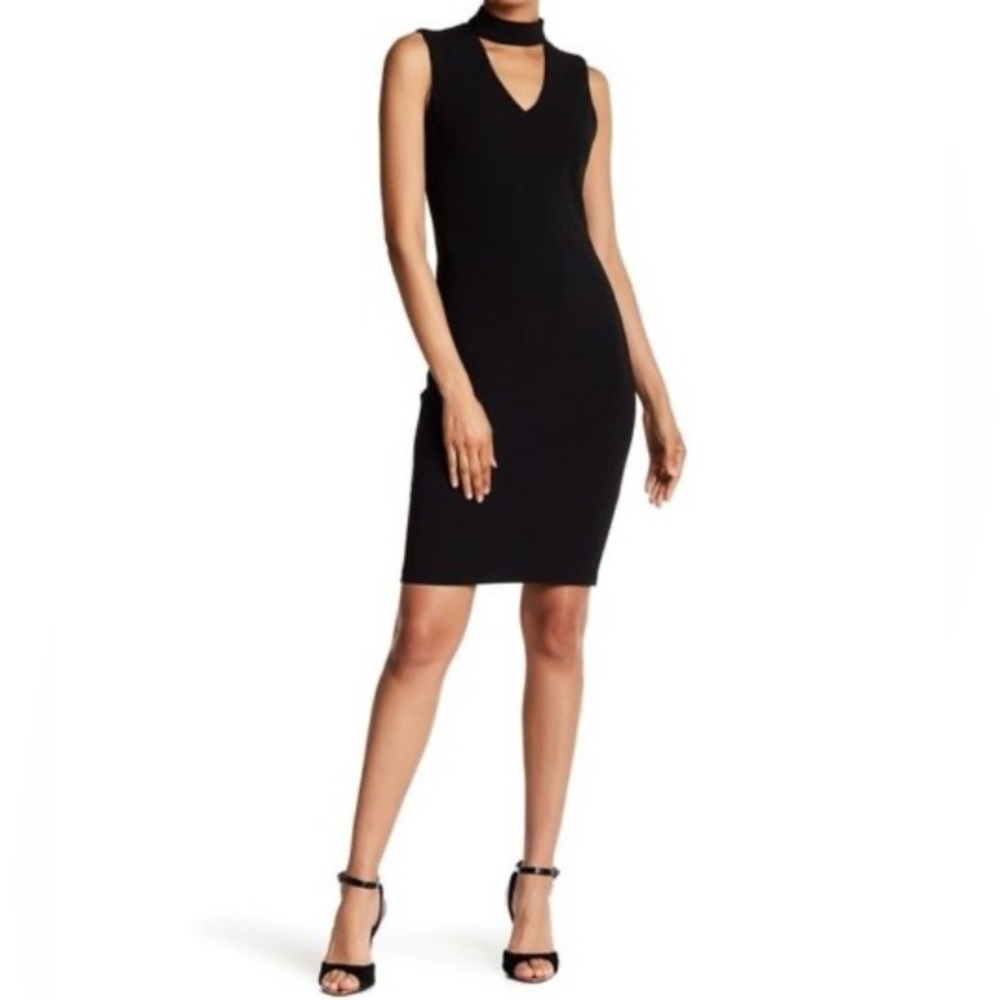 Calvin Klein Choker V-Neck Sheath Dress Size 6 Date Night Evening Cocktail Party